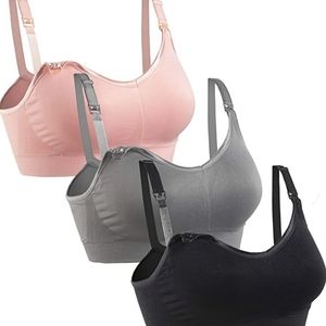 Gratleaf Nursing Bras (3) grey, pink, black.